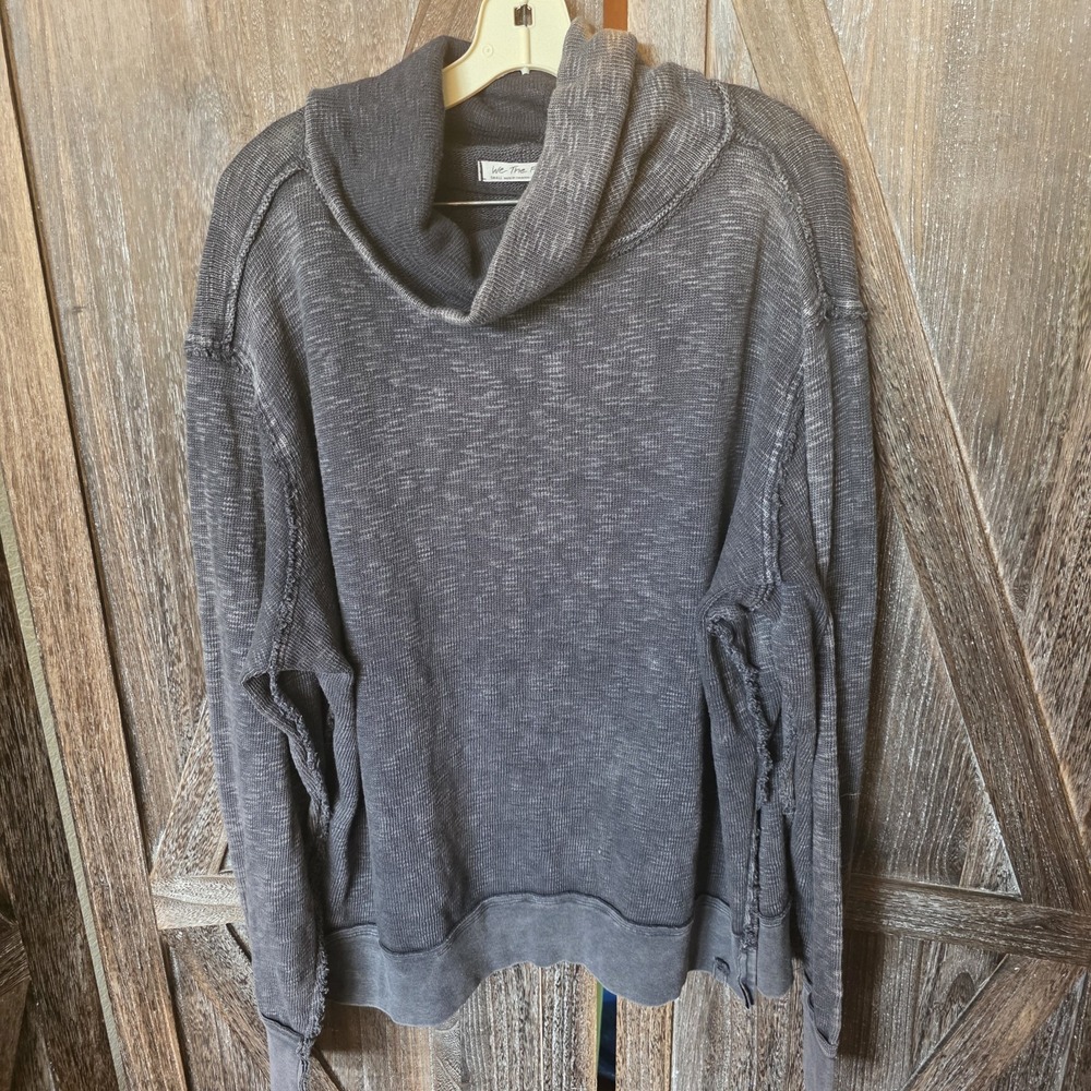 Free People We The Free Sweatshirt Women's Size Small Charcoal Gray Funnel Neck